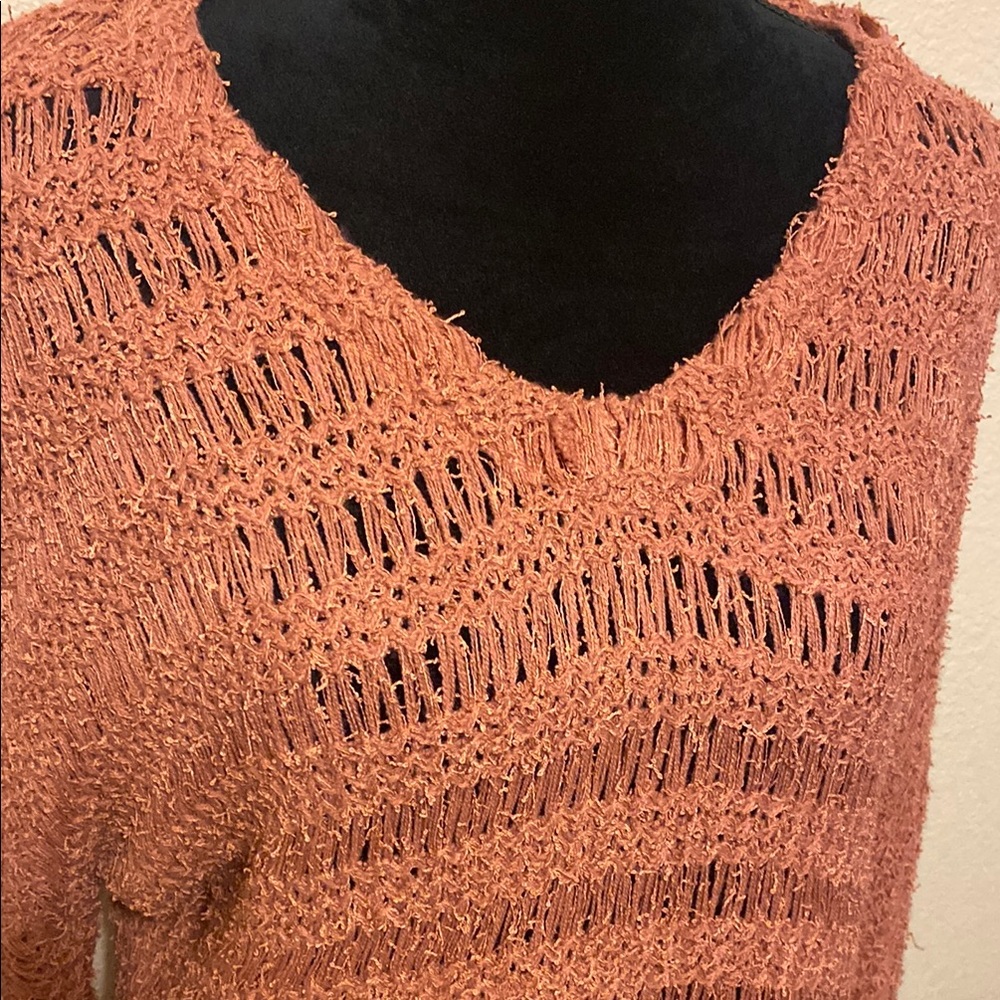 Rust Color Sweater with Relaxed Fit - Picture 3 of 11